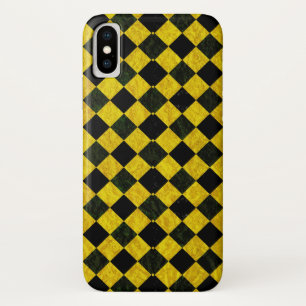 黒と黄色のパタ市松模様にーン iPhone X ケース