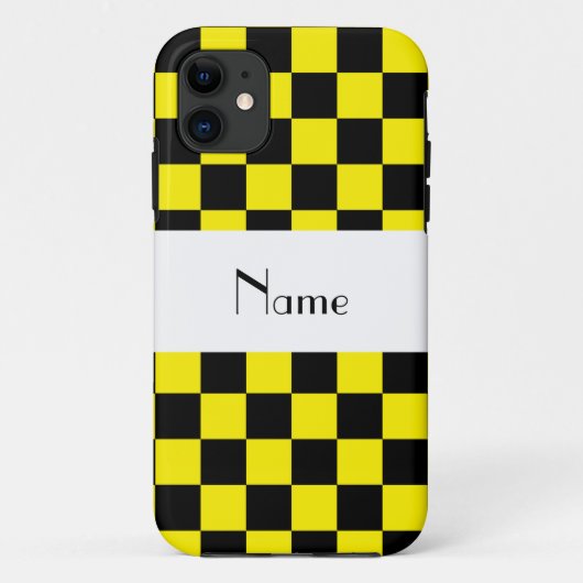 黒と黄色のパタ市松模様にーン Case-Mate iPhoneケース (裏面)