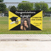 黒と黄色のビニールの卒業写真 横断幕 (インサイチュ)