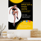 黒と黄色のフォトジムパーソナルトレーナーフィットF ポスター (キッチン)