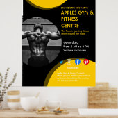 黒と黄色のフォトジムパーソナルトレーナーフィットF ポスター (キッチン)