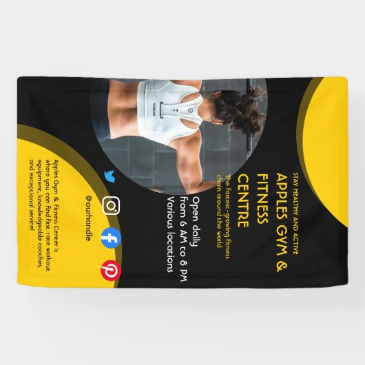 黒と黄色のフォトジムパーソナルトレーナーフィットF 横断幕 (横)