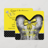 黒と黄色のブライズメイドパーティー 招待状 (正面/裏面)