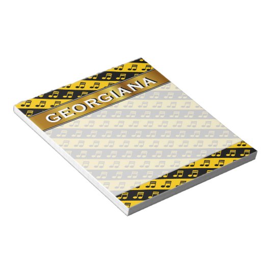 黒と黄色のベーム16番目のノートパターン ノートパッド (アングル)