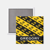 黒と黄色のベーム16番目のノートパターン マグネット (正面/裏面)