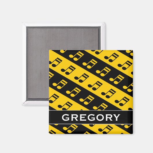 黒と黄色のベーム16番目のノートパターン マグネット (正面/裏面)
