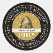 黒と黄色のラベルヴィンテージの串と蜂 ラウンドシール (正面)