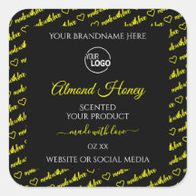 黒と黄色のワードクラウド製品ラベルのロゴ