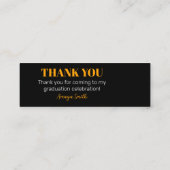 黒と黄色の卒業メッセージカード（1 x 3インチ） スキニー名刺 (裏面)