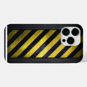 黒と黄色の危険ストライプ 建設エンジニア iPhoneケース (裏面横)