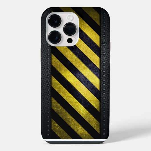黒と黄色の危険ストライプ 建設エンジニア iPhoneケース (裏面)