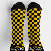 黒と黄色の市松模様にレースフラグ ソックス (上部)