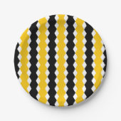 黒と黄色の幾何学的なファンキーなモダン柄 ペーパープレート (正面)