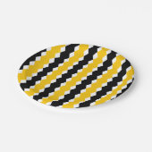 黒と黄色の幾何学的なファンキーなモダン柄 ペーパープレート (アングル)