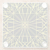 黒と黄色の幾何学的な対称性 ガラスコースター (裏面)