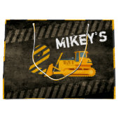 黒と黄色の建築車| 2歳の誕生日 ラージペーパーバッグ (正面)