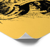 黒と黄色の手描きヒョウイラストレーション ポスター (角)