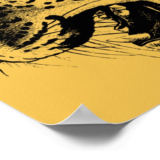 黒と黄色の手描きヒョウイラストレーション ポスター (角)