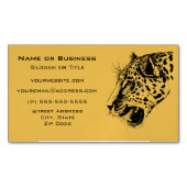 黒と黄色の手描きヒョウイラストレーション マグネット名刺 (正面)