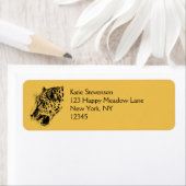 黒と黄色の手描きヒョウイラストレーション ラベル (インサイチュ)