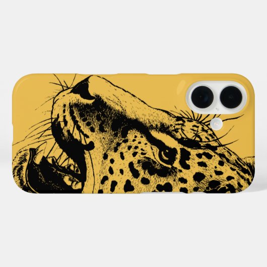 黒と黄色の手描きヒョウイラストレーション Case-Mate iPhoneケース (裏面 (横))