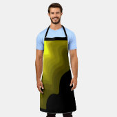 黒と黄色の抽象芸術パター絵画ン エプロン (着用した状態)