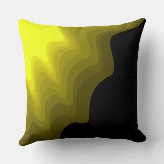 黒と黄色の抽象芸術パター絵画ン クッション (裏面)