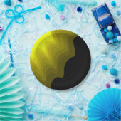 黒と黄色の抽象芸術パター絵画ン ペーパープレート (パーティー)