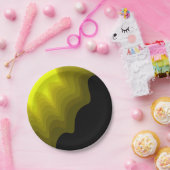 黒と黄色の抽象芸術パター絵画ン ペーパープレート (パーティー)