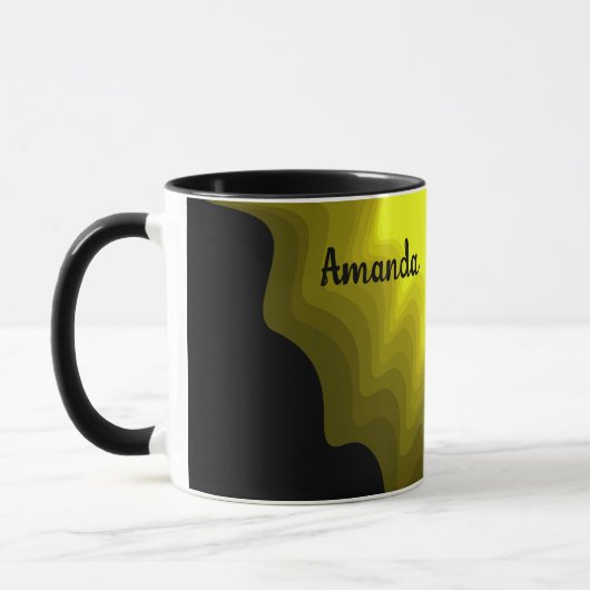 黒と黄色の抽象芸術パター絵画ン マグカップ (左)