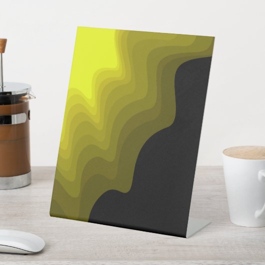 黒と黄色の抽象芸術パター絵画ン 台座サイン (インサイチュ)