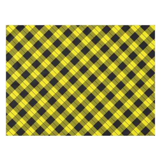 黒と黄色の格子模様チェック付きテーブルクロス テーブルクロス (正面(横))