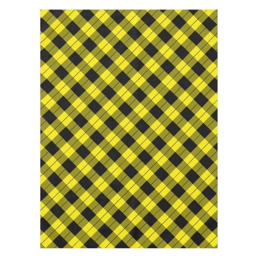 黒と黄色の格子模様チェック付きテーブルクロス テーブルクロス (正面)