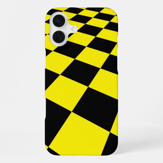黒と黄色の正方形パターン iPhoneケース (裏面)
