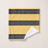 黒と黄色の泥布モダンバスタオルセット バスタオルセット (ウォッシュタオル)