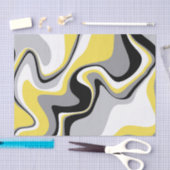 黒と黄色の流体抽象芸術 薄葉紙 (クラフト)