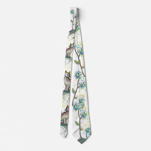 黒と黄色の猫のネックタイ、男性のネクタイ ネクタイ (裏面)