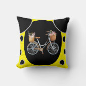 黒と黄色の背景を持つ美しいサイクル クッション (正面)