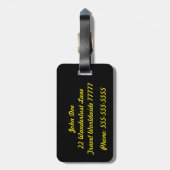 黒と黄色の荷物のタグ ラゲッジタグ (裏面縦)