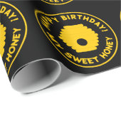 黒と黄色の蜂蜜の巣箱誕生日 ラッピングペーパー (ロールコーナー)