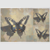 黒と黄色の蝶X3デクページ 薄葉紙 (正面)