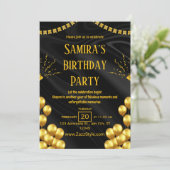 黒と黄色の誕生日招待状 招待状 (スタンド正面)