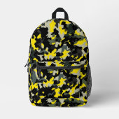 黒と黄色の迷彩パターン プリントバックパック (正面)