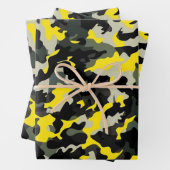 黒と黄色の迷彩パターン ラッピングペーパーシート (インサイチュ)