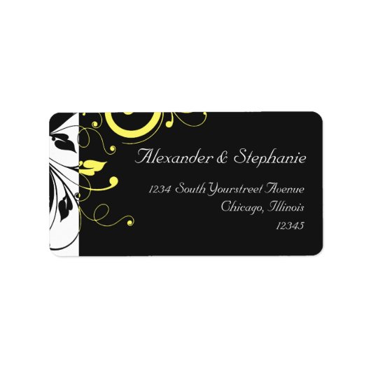 黒と黄色の逆旋回 ラベル (正面)