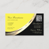 黒と黄色の金ゴールドデコール(QRコード付き) モダン 名刺 (裏面)