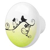 黒と黄色の鳥が枝に付お洒落く セラミックノブ (右)