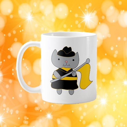 黒と黄色ゴールドのカラーガード猫 コーヒーマグカップ