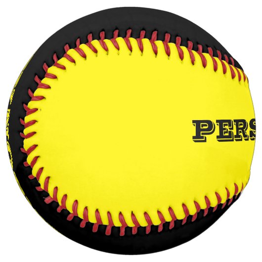 黒と黄色パーソナライズされたのソフトボールの贈り物 ソフトボール (正面左)