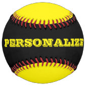 黒と黄色パーソナライズされたのソフトボールの贈り物 ソフトボール (裏面)